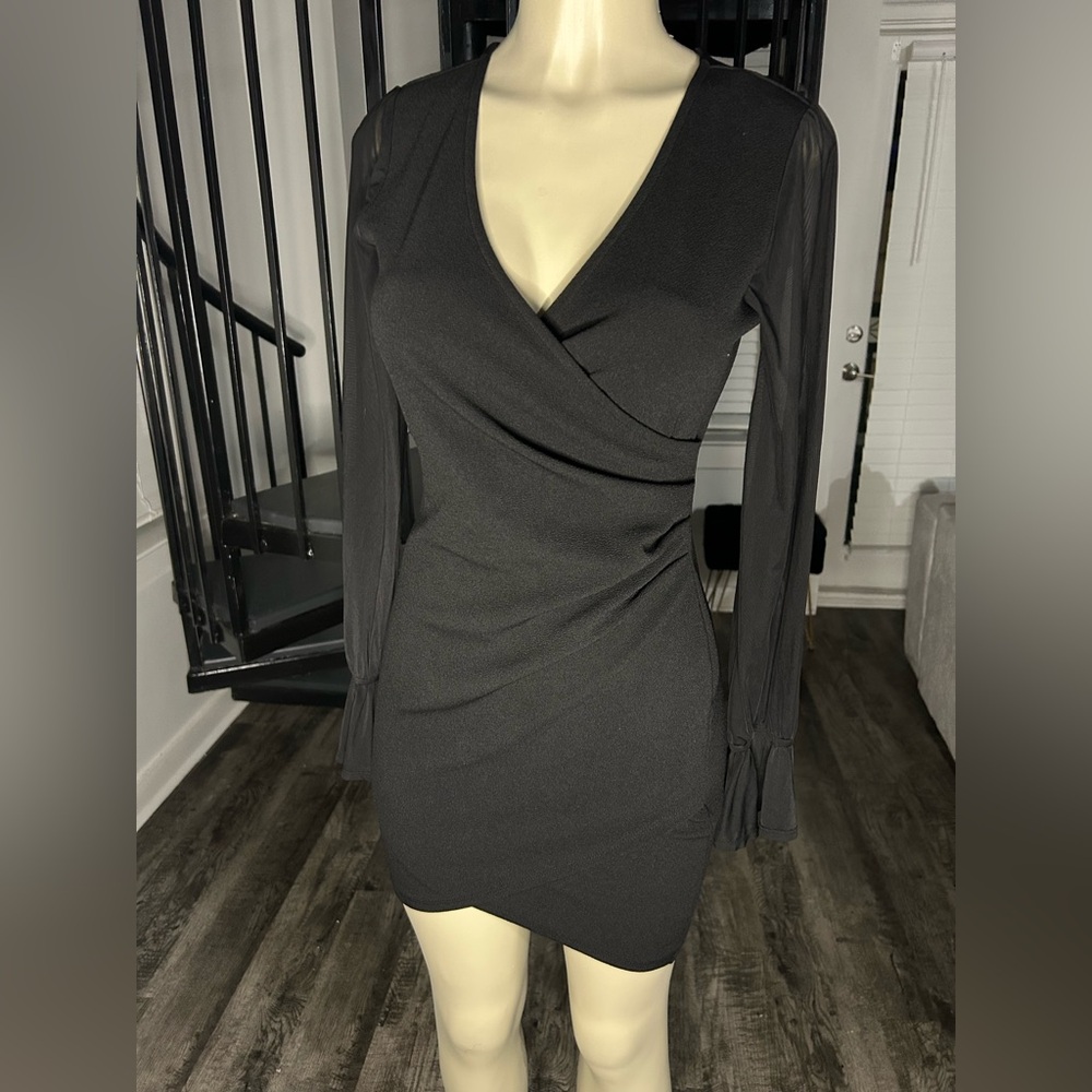 $25 DRESS SALE! BlackDress with sheer sleeves on